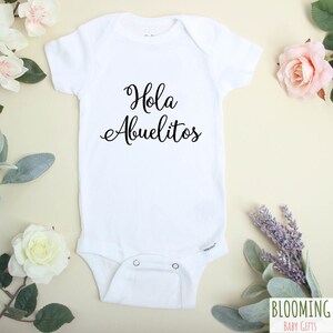 Hola Abuelitos Baby Bodysuit, Spanish Pregnancy Announcement, Grandparents Pregnancy Reveal, Spanish Baby Bodysuits, 0-3M