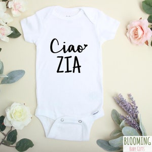 Ciao Zia Italian Baby Bodysuit, Italian Pregnancy Announcement To Aunt, Italian Baby Gifts, (Hello Aunt In English), 0-3 M