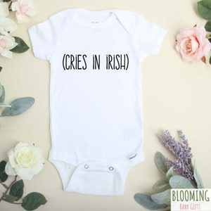 Cries In Irish Baby Bodysuit, Funny Pregnancy Announcement Bodysuit, Irish Baby Gift, Irish Baby Clothes, Baby Shower Gift