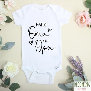 Dutch Pregnancy Announcement To Grandma Grandpa Onesie®, Hallo Oma En Opa,  Dutch Baby Reveal Bodysuit, Dutch Baby Gift, 0-3 M