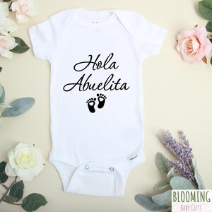 Hola Abuelita Baby Bodysuit, Spanish Pregnancy Announcement Grandma, Spanish Baby Announcement, Size 0-3 Months