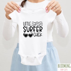 Baby Girl Surfer Baby Bodysuit, Little Surfer Chick Bodysuit, Beach Surfing Baby Bodysuit, Funny Coming Home, Sz 0-3 M