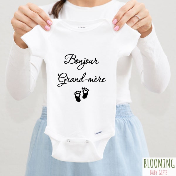 Bonjour Grand-mère Onesie®, French Pregnancy Announcement To Grandma, French Baby Reveal Bodysuit,  France Themed Baby Gift,  Size 0-3 M