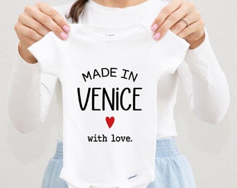 Made In Venice Onesies®, Italian Baby Shower Gift, Made With Love Baby Clothes, Pregnancy Announcement Bodysuit, Baby Reveal Gifts, Sz 0-3 M
