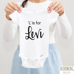 L Is For Levi Baby Bodysuit, Pregnancy Announcement, Pregnancy Reveal, Levi Baby Shower Gift, Size 0-3 M