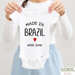 Made In Brazil Baby Bodysuit, Pregnancy Announcement Outfit, Brazil Themed Baby Clothing, Coming Home Outfit, 0-3M