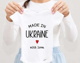 Made In Ukraine Baby Bodysuit, Ukrainian Baby Shower Gift, Made With Love Baby Clothes, Sz 0-3 M