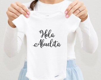 Hola Abuelita Baby Body, Spanische Schwangerschaftsankündigung Oma, Schwangerschaft offenbaren Oma, 0-3 M