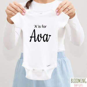 A Is For Ava Baby Bodysuit, Pregnancy Announcement, Baby Reveal, Coming Home Outfit, 0-3 M