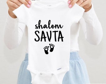 Shalom Savta Baby Bodysuit, Hello/Peace Grandma Hebrew Themed, Jewish Pregnancy Announcement, Jewish Baby Clothes, 0-3 M