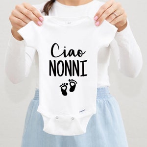 Ciao Nonni Italian Baby Bodysuit, Italian Pregnancy Announcement To Grandparents, Italian Baby Gift, 0-3M