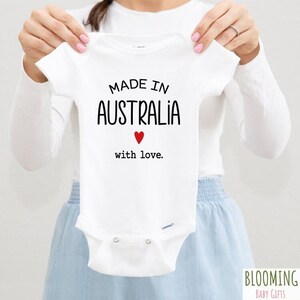 Made In Australia Onesies®, Pregnancy Announcement Onesie®, Australia Bodysuits,  Australian Themed Onesie®, Made With Love Onesies®, 0-3 M