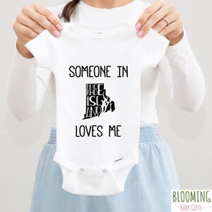 Someone In Rhode Island Loves Me Baby Bodysuit, Rhode Island Bodysuits, Long Distance Baby Shower Gift, Size 0-3 M