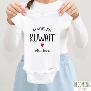 Made In Kuwait Baby Bodysuit, Pregnancy Announcement Bodysuit, Kuwait Baby Reveal Bodysuits, Coming Home Outfit, 0-3 M