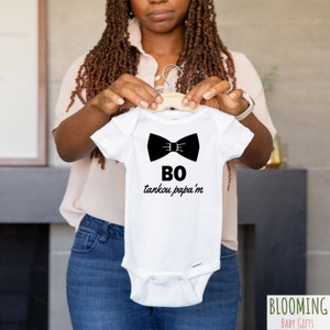 Funny Haitian Creole Baby Bodysuit , Bo Tankou Papa&#39;M (means Handsome Like My Dad) Pregnancy Announcement Husband, 0-3M