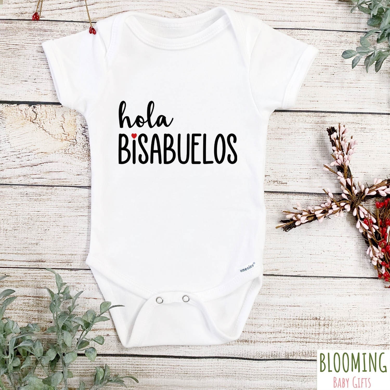 Hola Familia Body de anuncio de embarazo en español| Enterizo sorpresa para  bebé para la familia (talla 0-3 meses), blanco, Blanco