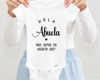 Hola Abuela Anuncio De Bebe Baby Bodysuit, Spanish Pregnancy Announcement to Grandma, Abuela Due Date Outfit, 0-3 M