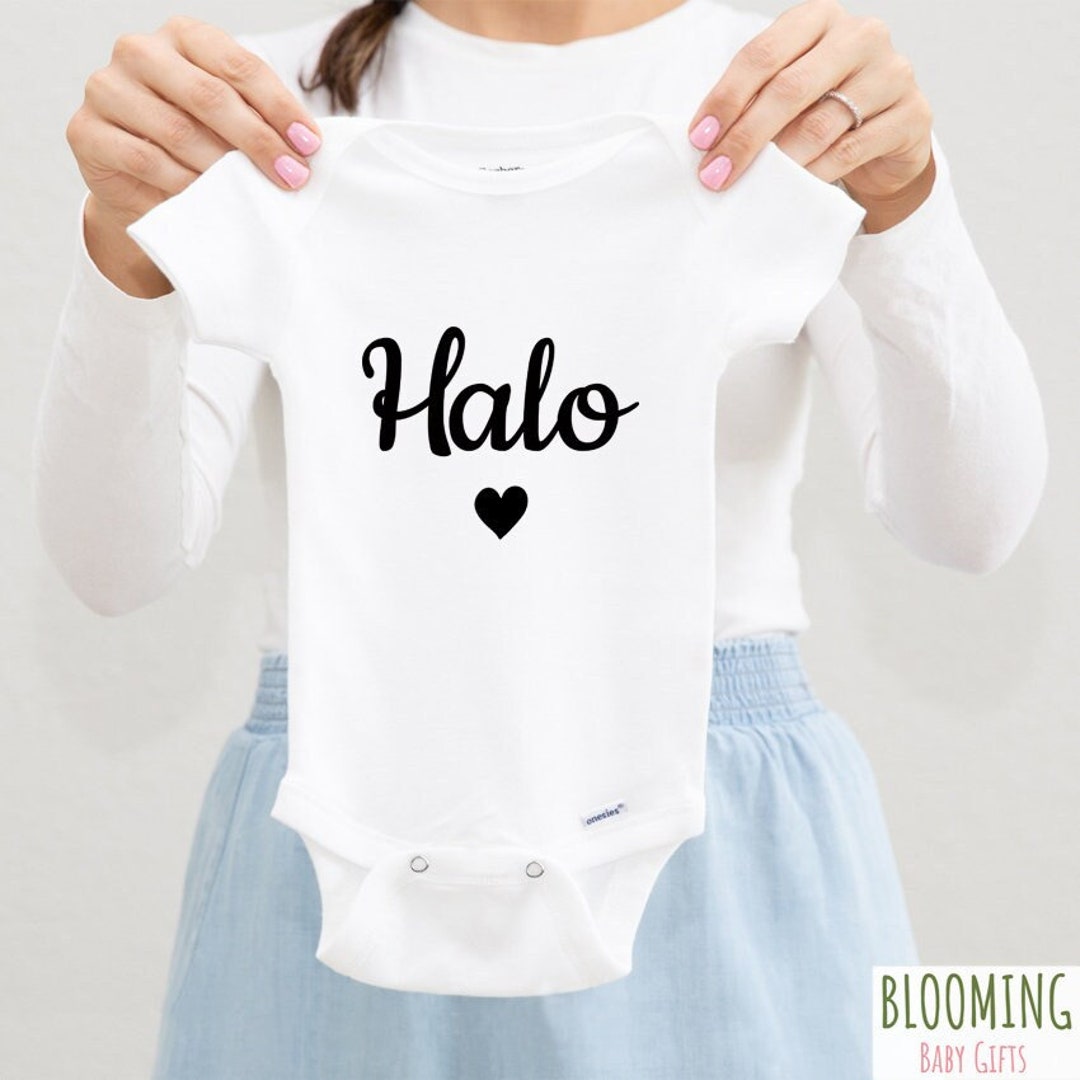 Halo means hello Indonesian Greeting Onesie®, Indonesia Themed