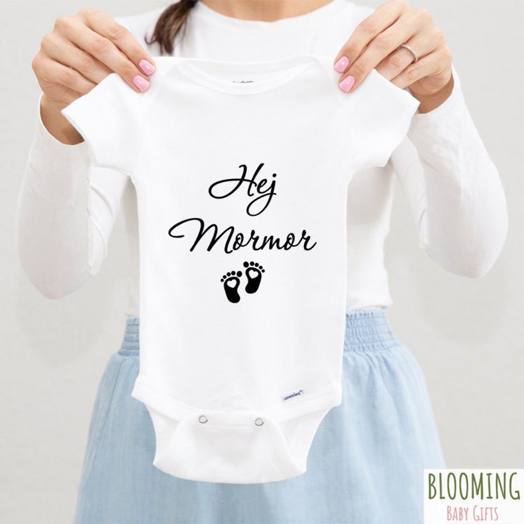Swedish Pregnancy Announcement to Maternal Grandma Baby Bodysuit, Hej ...