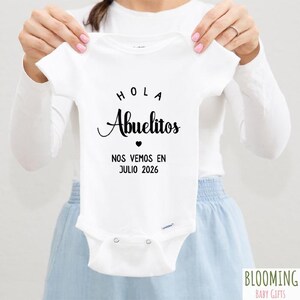 Hola Abuelitos Baby Bodysuit, Spanish Pregnancy Announcement Bodysuit, Due Date Clothing, Baby Reveal Gift, 0-3 Months