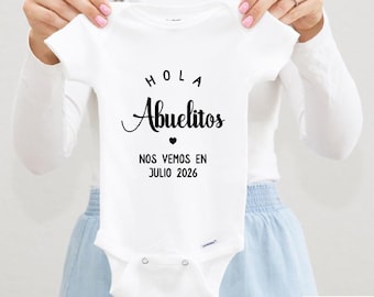 Hola Abuelitos Baby Bodysuit, Spanish Pregnancy Announcement Bodysuit, Due Date Clothing, Baby Reveal Gift, 0-3 Months