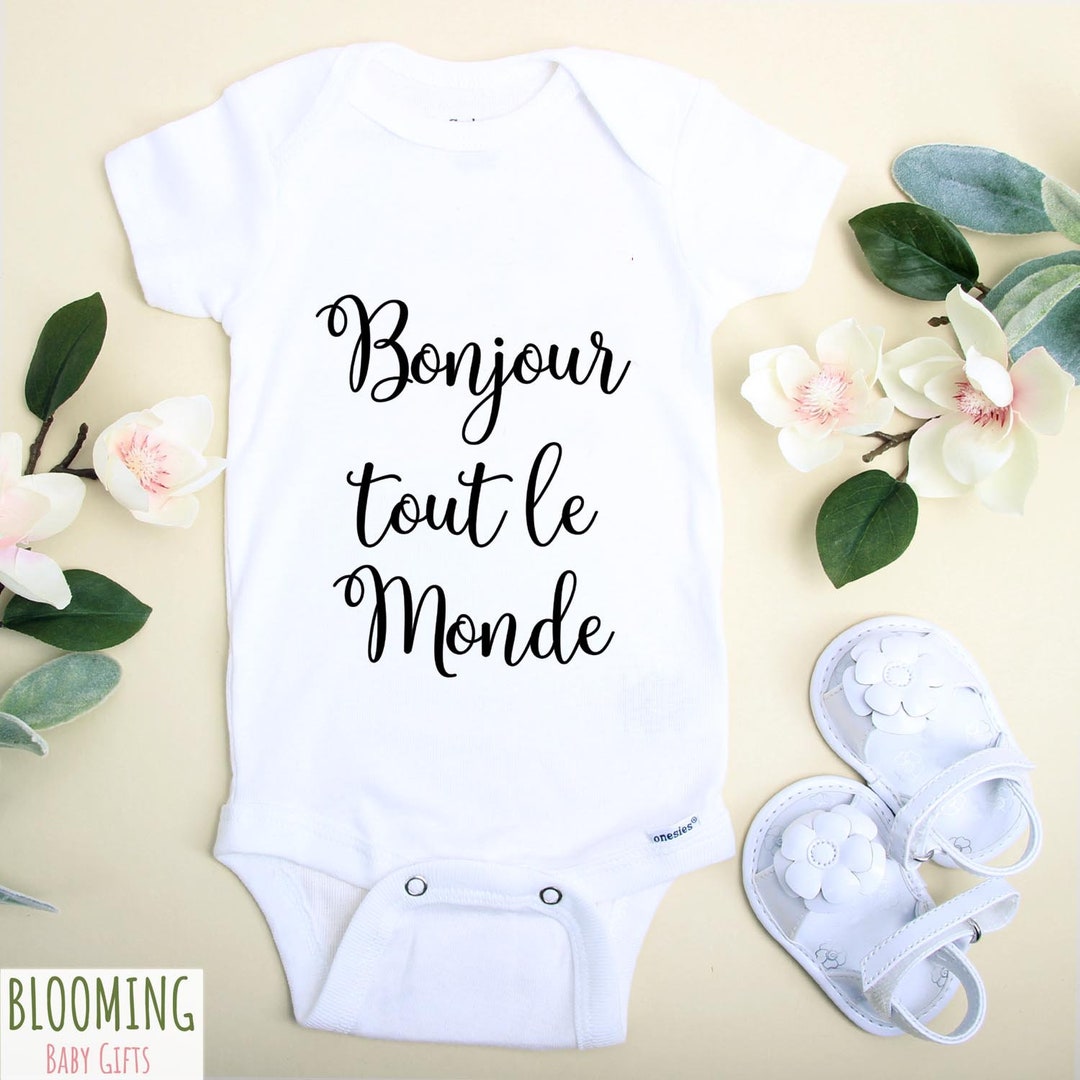 Bonjour Tout Le Monde French Onesie®, French Pregnancy Announcement