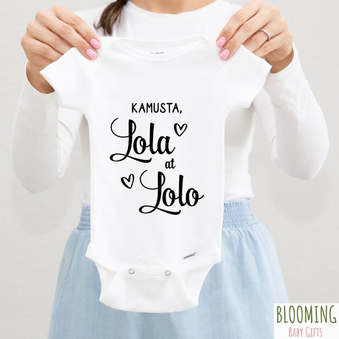 Tagalog Pregnancy Announcement Onesie® to Grandparents, Kamusta Lola at