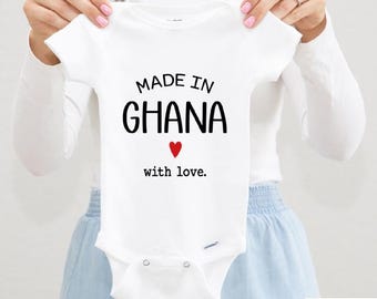 Made in Ghana With Love Baby Outfit, Pregnancy Announcement Bodysuit, Baby Reveal Clothing, Ghana Baby Clothes, Size 0-3 Months