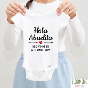 Hola Abuelita Baby Bodysuit, Spanish Due Date Outfit, Pregnancy Announcement to Grandma, Grandparent Gift, Valentine&#39;s Day, 0-3 Months