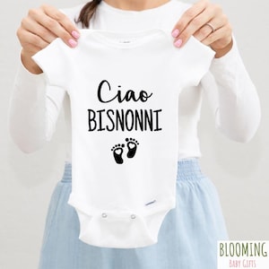 Ciao Bisnonni Baby Bodysuit, Italian Pregnancy Announcement To Great Grandparents, Italian Baby Gifts, Italian Baby Clothes, 0-3 M