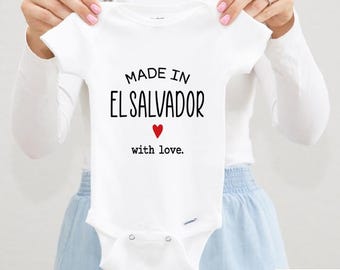 Made in El Salvador Baby Outfit, Schwangerschaftsankündigungs-Body, Babykleidung, El Salvador Babykleidung, Größe 0-3 Monate
