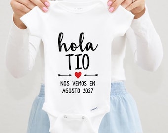 Hola Tio Spanischer Baby-Bodysuit, Spanische Kleidung, Onkel Schwangerschaftsankündigung Onkel Bodysuits, Baby offenbaren sich an Onkel, Valentinstagsgeschenk, 0-3 M