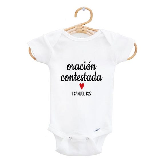 Spanish Answered Prayer Baby Outfit, IVF Pregnancy Announcement