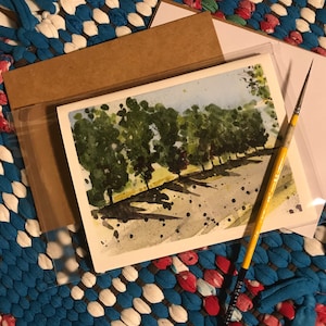 Notecard and Postcard Set, “ Cottonwood Lane” watercolor prints Blank