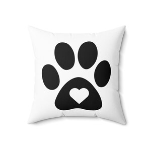 Dog Lover&#39;s Paw Print With Heart Square Pillow