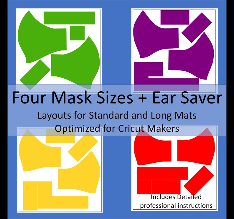 Download Four Size Face Mask Pattern and Instructions SVG Cricut | Etsy