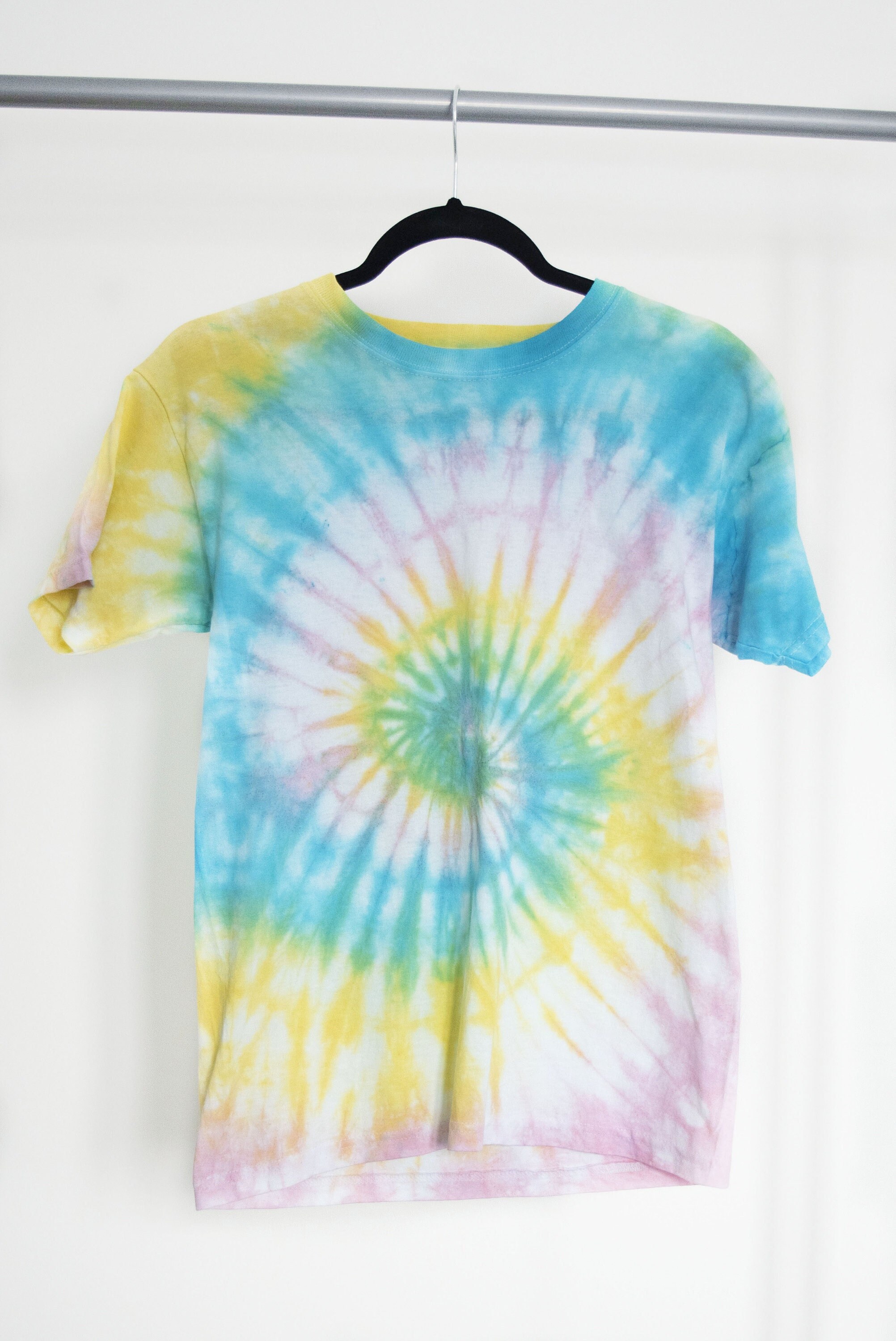 Tie Dye Rainbow Swirl T Shirt Pink Blue Yellow Tie Dye Custom Etsy UK