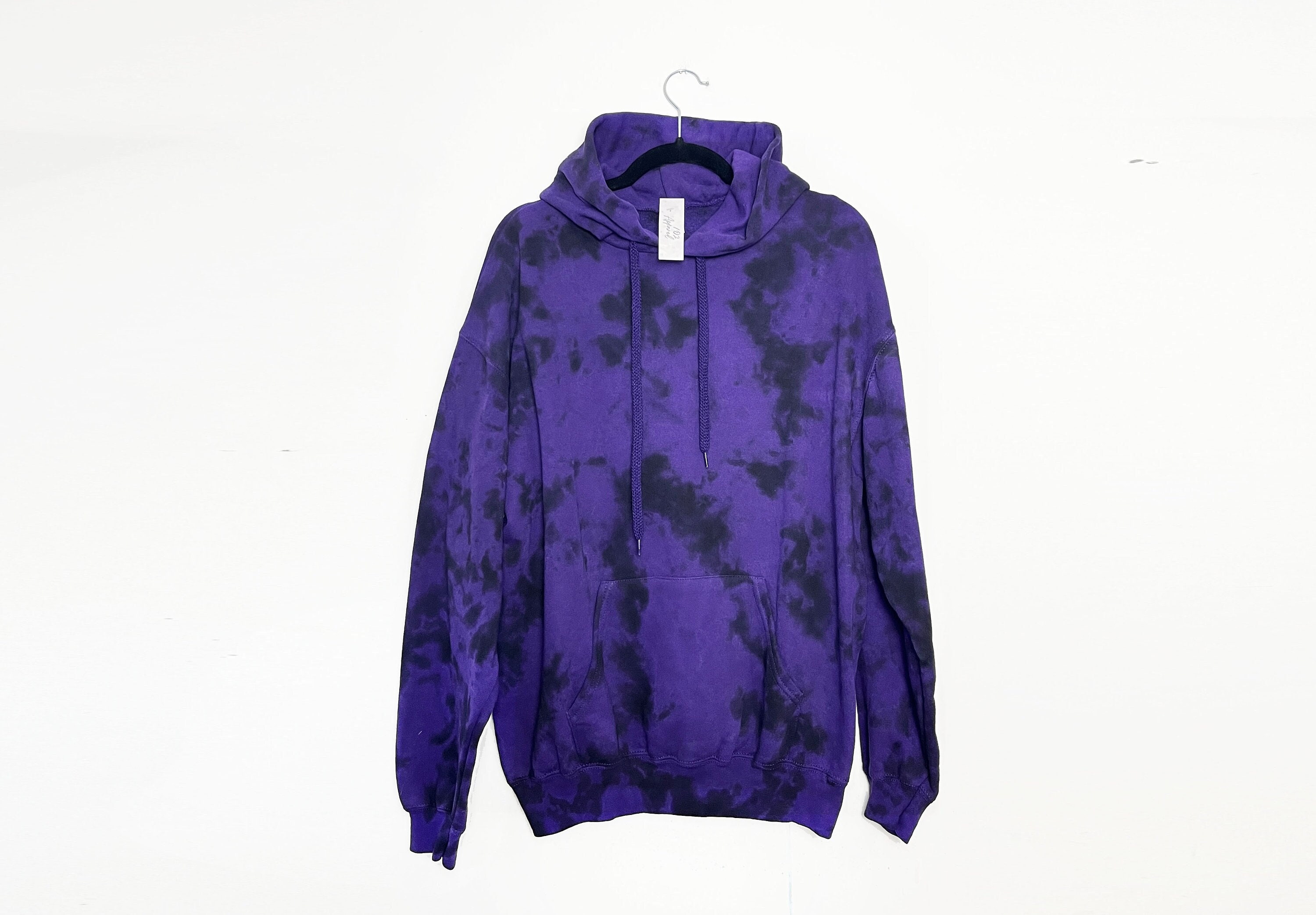 Dark Purple Tie Dye Hoodie Black Sweatshirt Long Sleeve Jumper Pocket Drawstring Loungewear Hooded Top Soft Inner Lining Grunge Emo Etsy