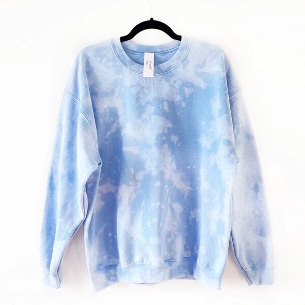 Blue Tie Dye Sweatshirt, Two Tone Jumper, Long Sleeve Sweater, Beached Top, Light Blue, Cosy Sweater, Comfy Loungewear, Handmade Tie Dye