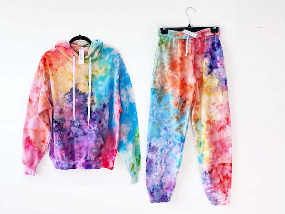 Rainbow Ice Tie Dye Loungewear Set Matching Hoodie and Sweatpants Jumper and Joggers Colourful Tracksuit Unisex Adult Clothing Etsy UK
