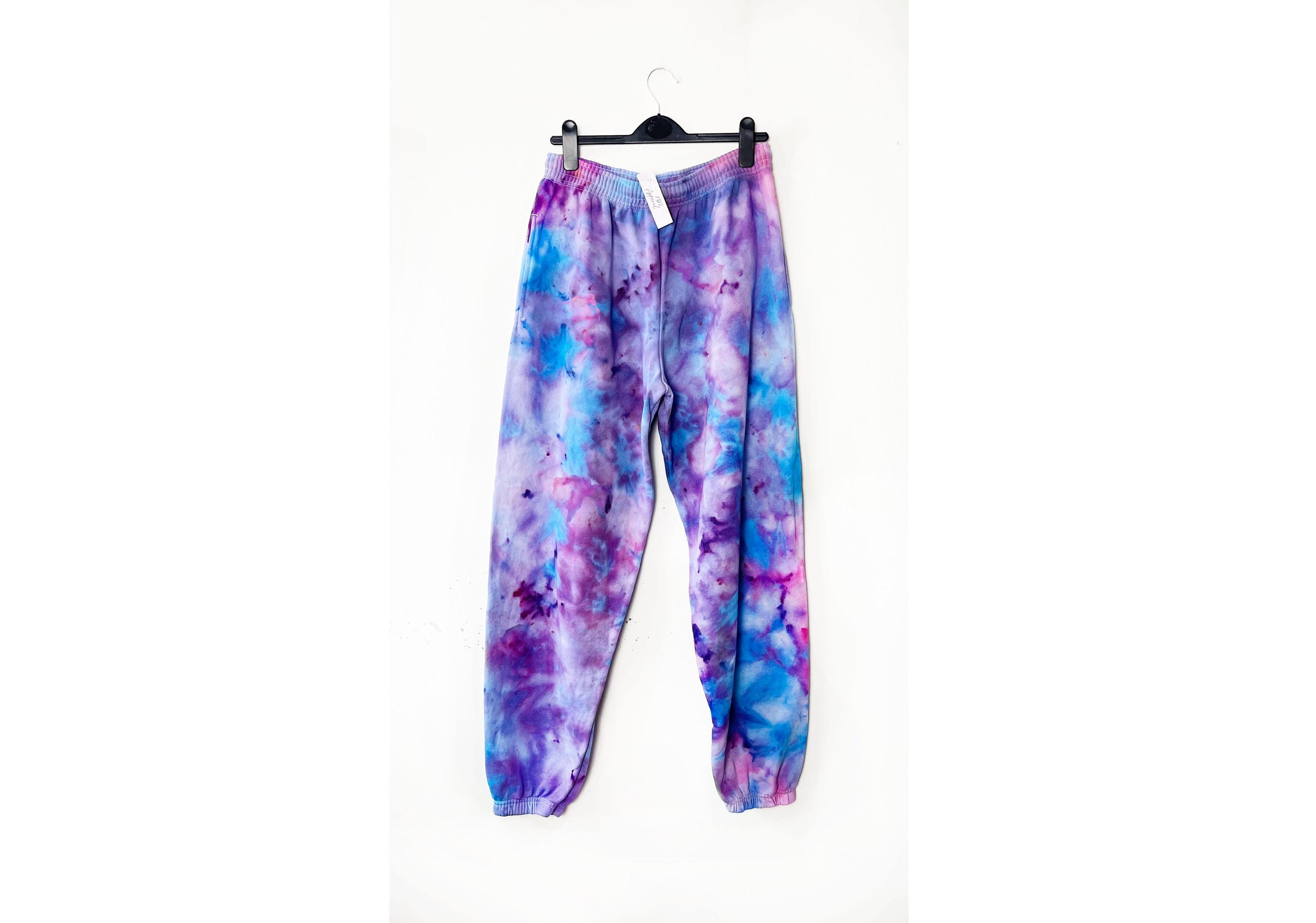 Pink and blue tie dye sweatpants hotsell