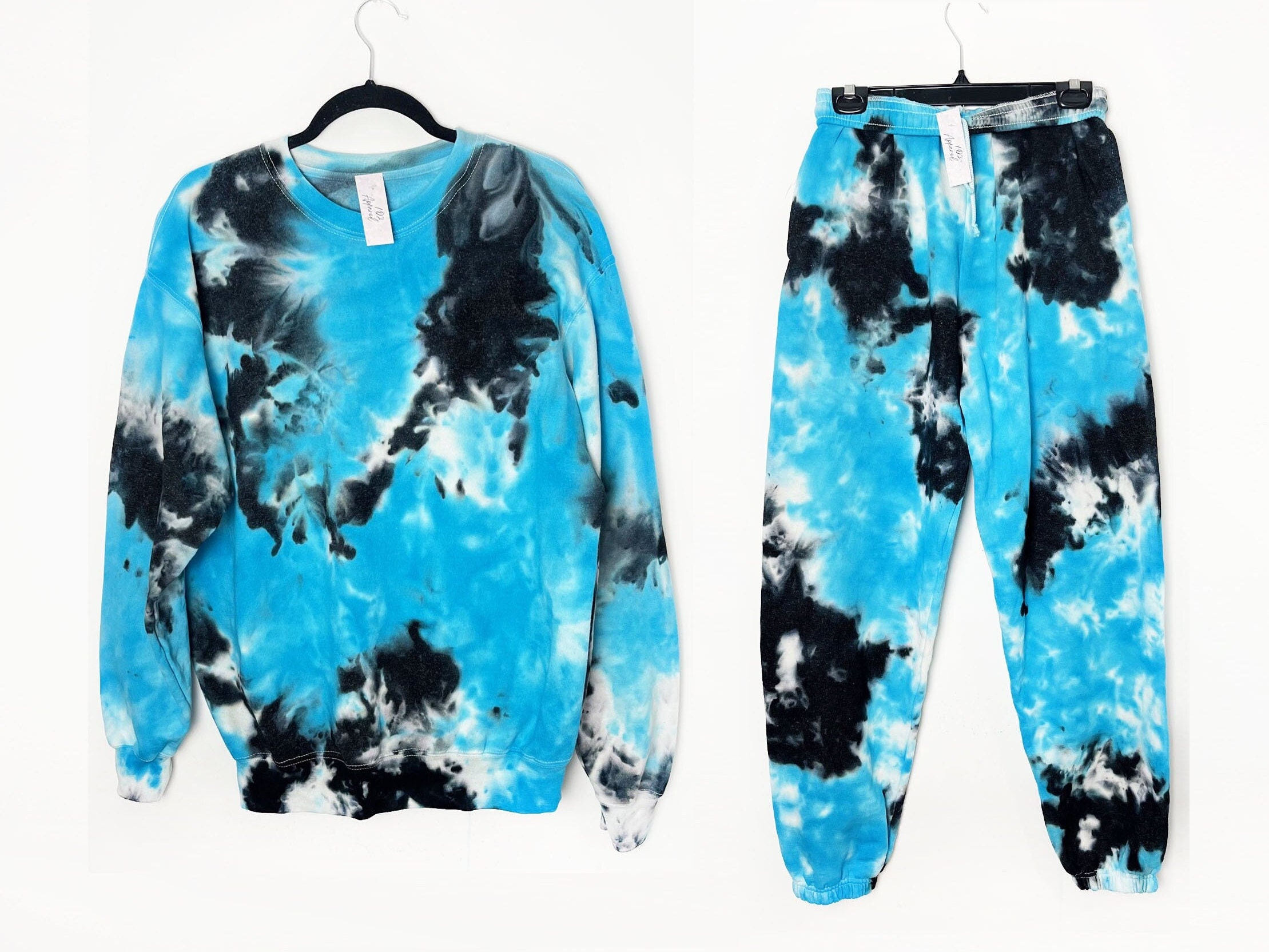 Tie Dye Loungewear Set Blue Black Set Matching Sweatshirt and Sweatpants Jumper and Joggers Colourful Tracksuit Unisex Adult Clothing Etsy Ireland