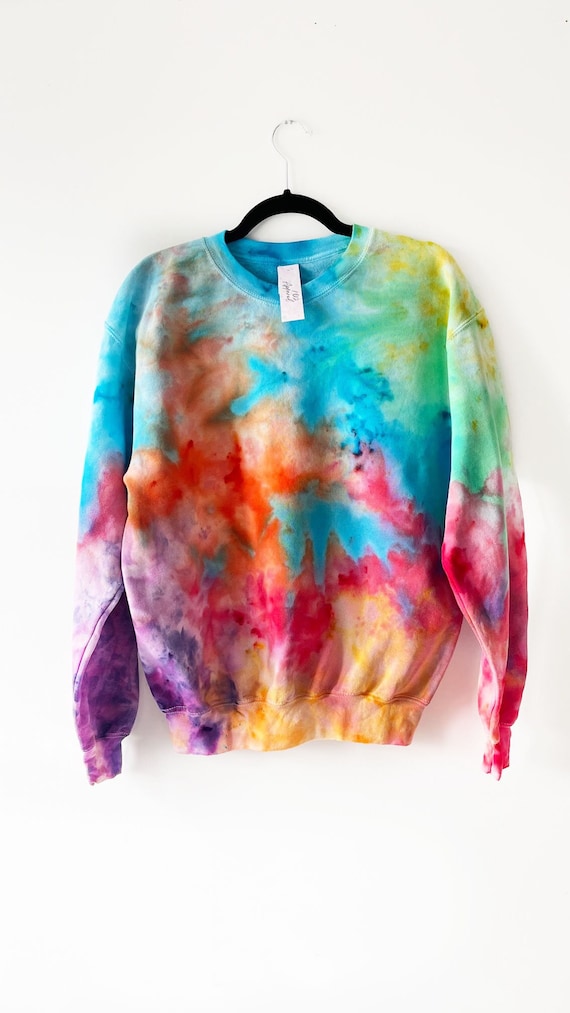 Tie Dye Sweatshirt Ice Tie Dye Rainbow Tie Dye Custom Sweatshirt Rainbow Ice Rainbow Sweatshirt Tie Dye Top Vibrant Tie Dye Etsy UK