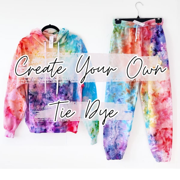 Custom Tie Dye, Create Your Own, Loungewear Set, Matching Hoodie and Sweatpants, Jumper & Joggers, Colourful Tracksuit, Unisex Adult Clothes