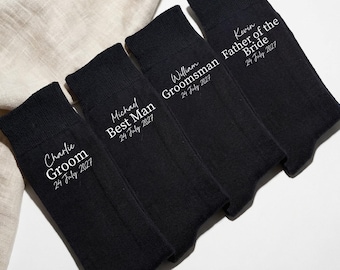 Personalised Wedding Socks for Groom, Best Man, Groomsmen | Custom Name & Date Socks | Wedding Party Gift UK