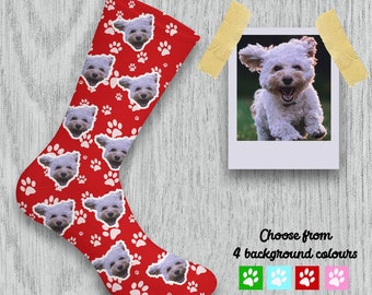 Personalisierte Haustier-Gesicht-Foto-Socken, fügen Sie Ihr Haustier-Gesicht hinzu, benutzerdefinierte Bild-Socken, Hund, Katze, Weihnachtsgeschenk, Strumpffüller, 4 Farben verfügbar