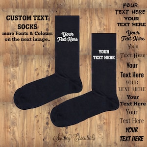 Personalisierte benutzerdefinierte Text Socken Personalisierte Socken für alle Gelegenheiten Geburtstag, Hochzeit, Vatertag, Weihnachtsgeschenke etc Bild 1