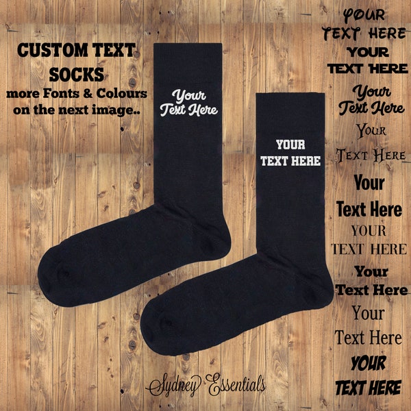 Chaussettes à texte personnalisées - Chaussettes personnalisées pour toutes les occasions - Anniversaire, mariage, fête des pères, cadeaux de Noël, etc.