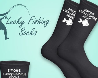 Personalised Lucky Fishing Socks, Personalised Fishing Gift, Add Name, Custom, Grandad, Dad, Friend Gift, Custom Fishing, Fishing Fan