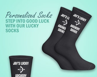 Personalised Lucky Archery Socks - Personalised with Your Name for a Winning look - Perfect Gift for Archery Fans and Players